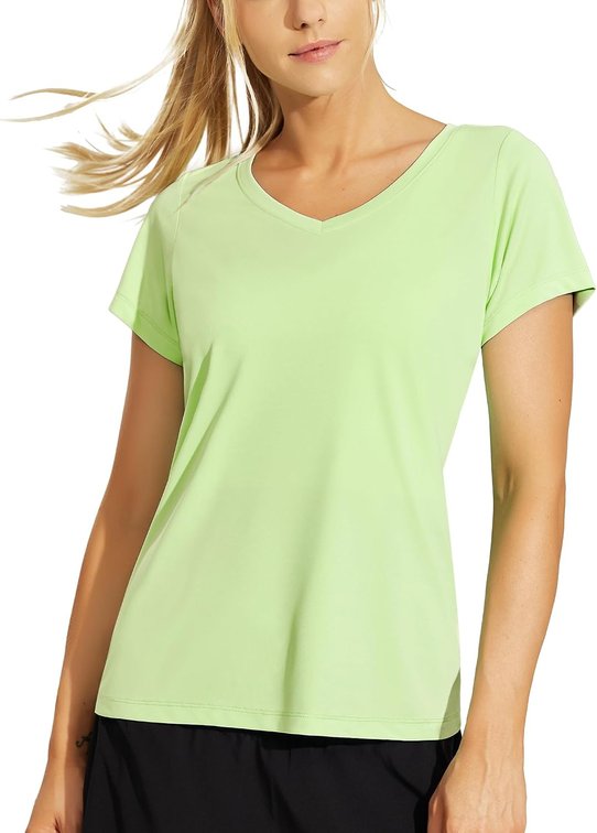 CORAL NOT GREEN - SIZE XS - Haimont Women's Quick Dry Short Sleeve T-Shirts V-Neck UPF 50+ Tops Workout Athletic Fitness Running, Moisture Wicking