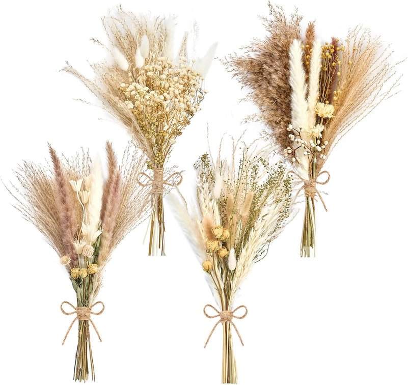 4 Pack Large Boho Dried Flower Bouquet 15-17 Inch