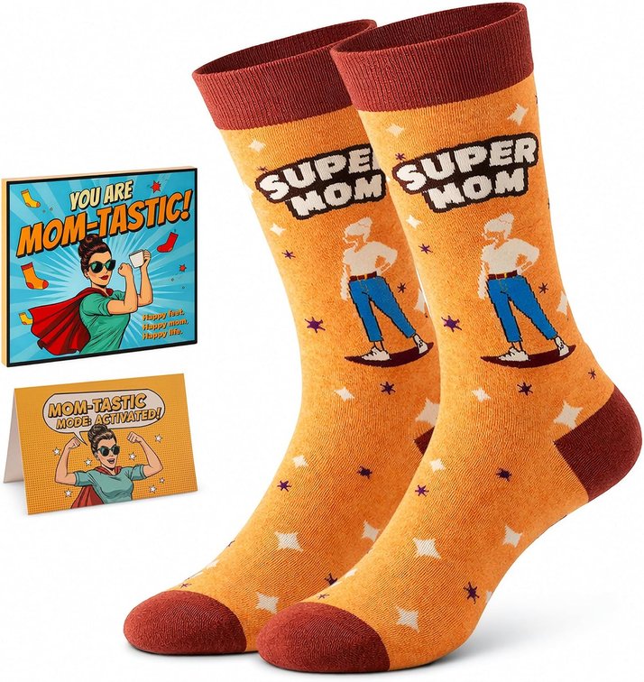 Funny Socks for Mom,Mom to be Gift with Box & Card,Size 6-12