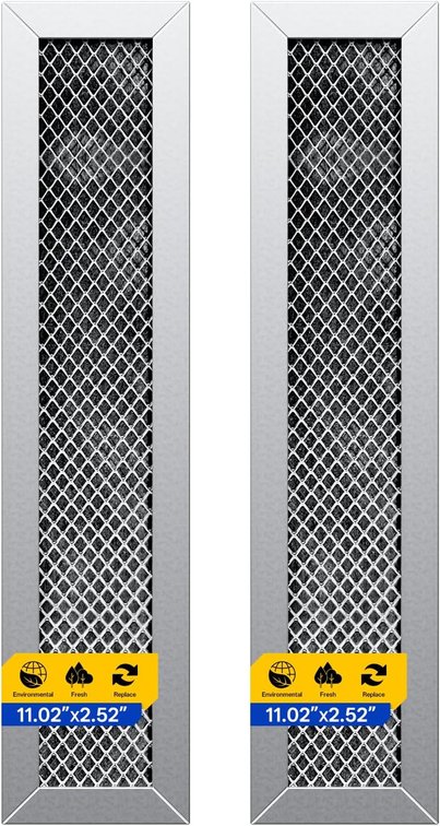 Microwave Charcoal Filter 11.02" x 2.52" for JX81D WB02X10943 GE Microwave Filter Replacement - This Carbon Filter Freshens and Filters Kitchen Air Entering the Over-the-Range Oven Vent Fan (2-Pack)