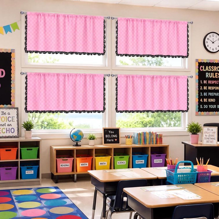 Batiyeer 6 Pcs Classroom Windows Valance Curtains, Composition Book