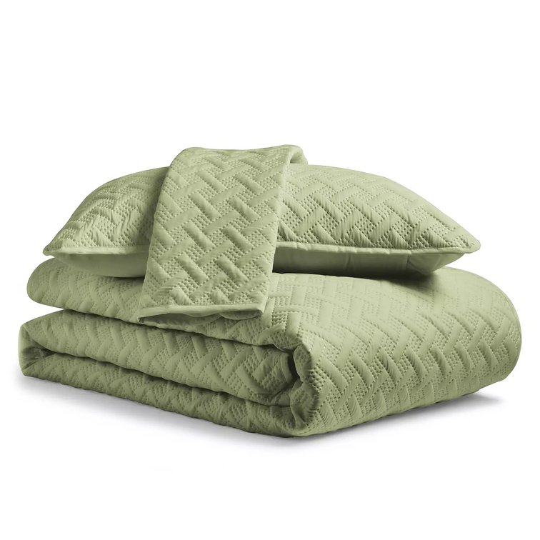 TWIN - GRAY NOT GREEN - Cosy House Collection Luxury Rayon Blend - 3-piece Quilt Set - Ultra Soft Quilted Coverlet Bedspread
