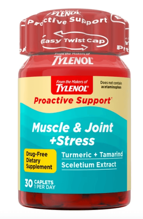 Tylenol Proactive Support Muscle & Joint + Stress Relieve - 30ct: Oral, Caplet Form, 250mg Strength