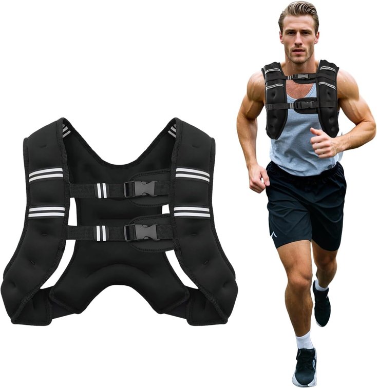 Poudee Weighted Vest, 12lb Weight Vest for Men Women, Body Weight Vests Adjustable with Reflective Stripe for Strength Training, Running, Workout, Jogging, Walking