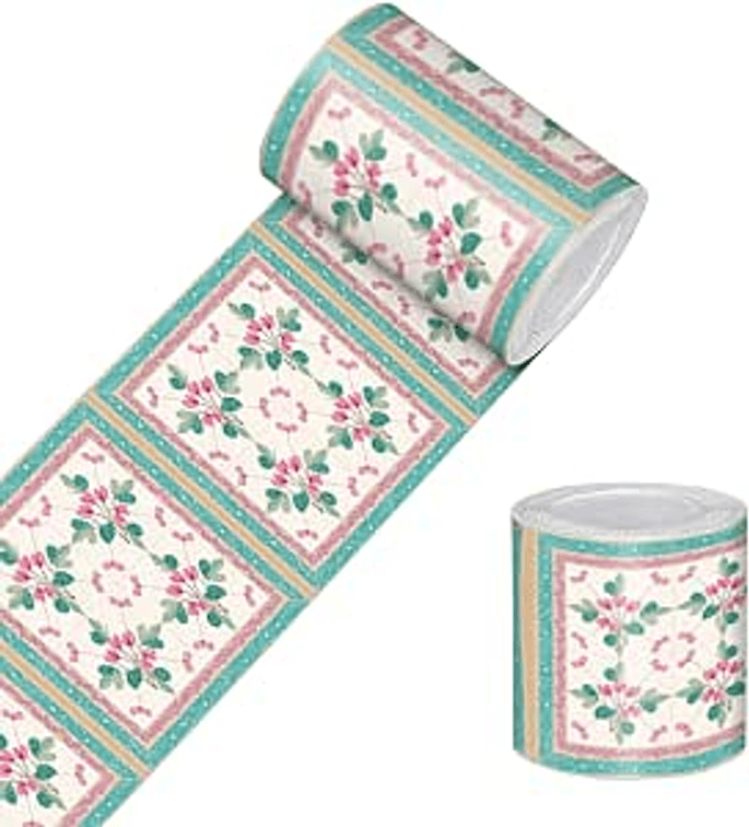 HOMETITUTE Peel and Stick Wallpaper Border 4x196in Vintage Rose Pattern