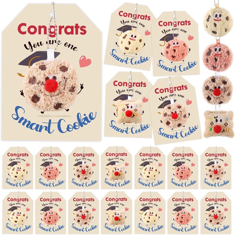 Tondiamo 28 Pack Graduation Gifts for Kids, Cookie Keychain with Card