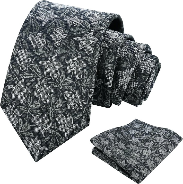 Alizeal Mens 3.15' Maple Leaf Pattern Necktie Set