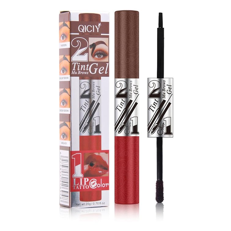 ADMD Double-ended Lip Stain Peel Off+Brow Tint Long Lasting, Liquid Lipstick+Eyebrow Mascara Waterproof and Transfer Proof 04#