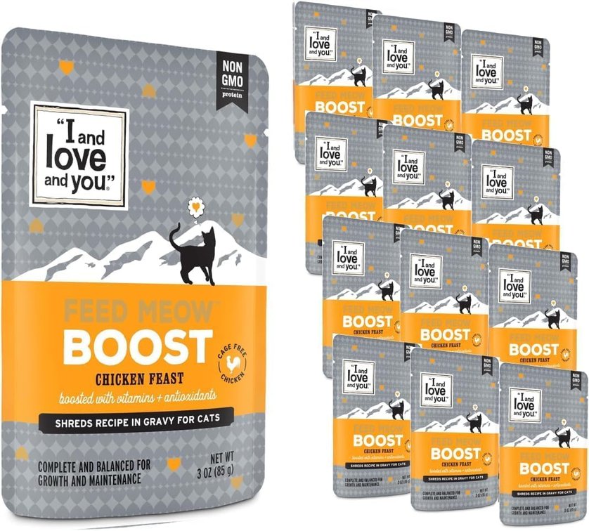 I and Love and You Feed Meow Boost Wet Cat Food, Chicken | 12 Pack