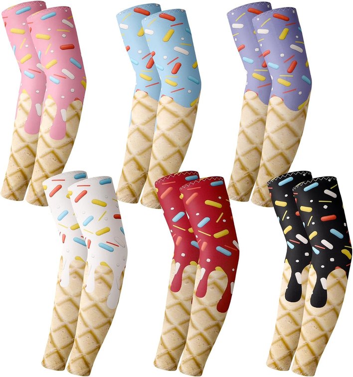 JATEBI 6 Pair Ice Cream Baseball Arm Sleeves