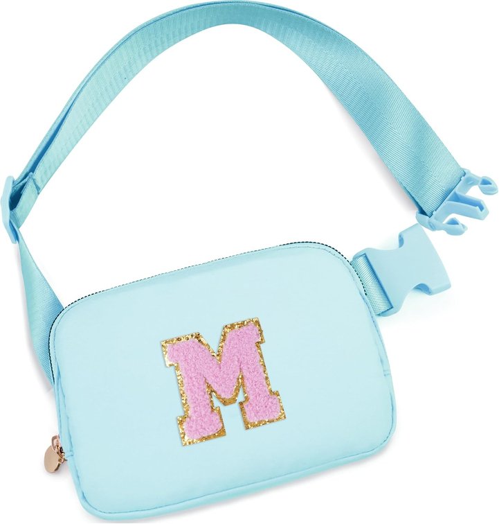 Uygafly Gifts for Girls Kids,Initial Fanny Pack Crossbody Purse Blue,M