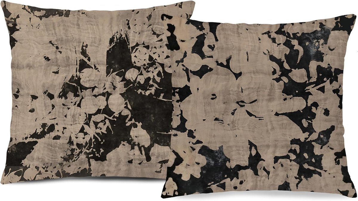 Modern Abstract Floral Pillow Covers 18x18 Double-Sided, Vintage Black and Gray Mid Century Boho Botanical Decorative Throw Pillow Covers for Home Bedroom Living Room, Set of 2