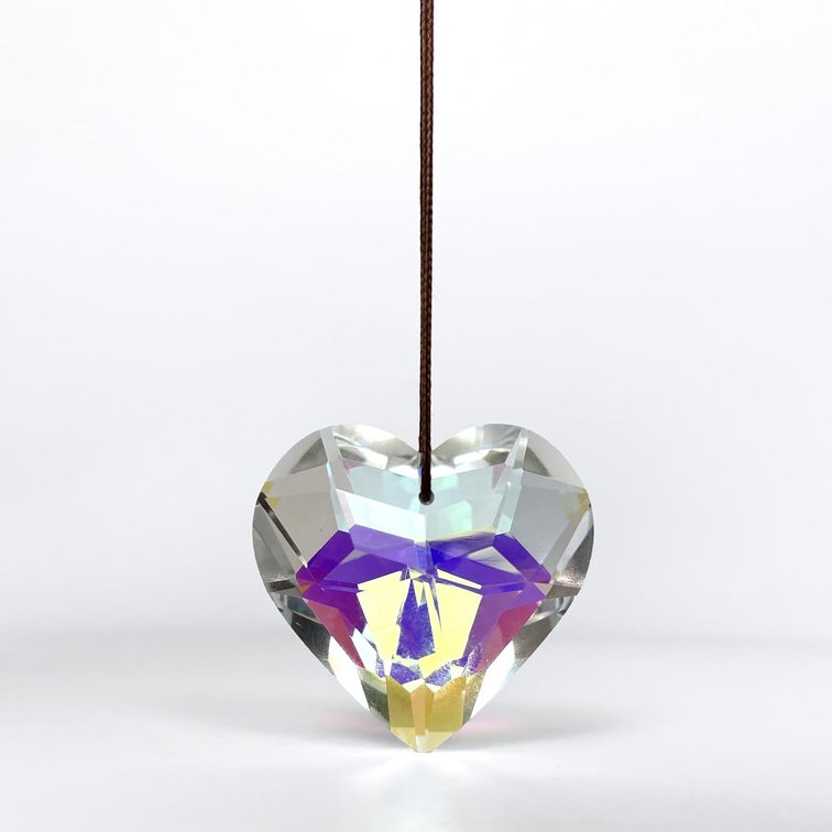 Rainbow-Refracting Heart Crystal Pendant with Gift Box