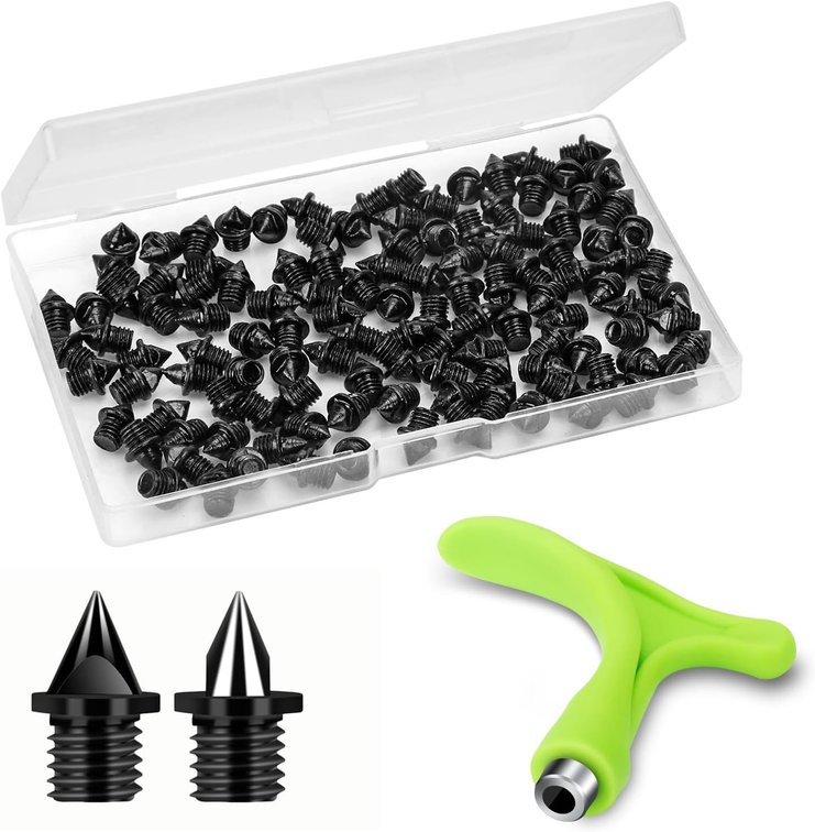 3/16 Inch Track Spikes, 120 Pieces Steel Shoe Spikes Replacements and Spike Wrench for Sports Running Track Shoes