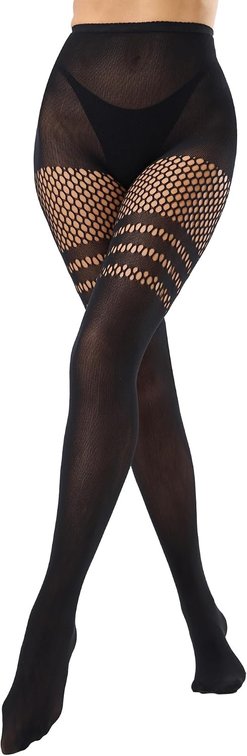 Faux Thigh High Tights for Women - Fishnet Gothic Pantyhose, High Waist Over-The-Knee Goth Leggings