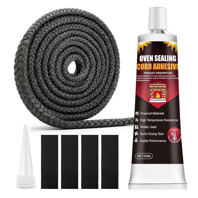 Wood Stove Gasket Rope Kit, 0.39 x 78.7 in, High Temp Fiberglass 50ml Glue