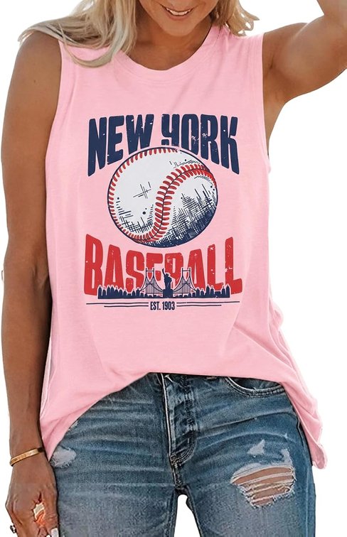 Size Large Baseball Tank Top Women Heart Print Baseball Tanks Workout Graphic Vest Top
