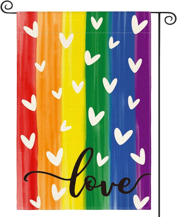 AVOIN colorlife Progress Pride Love Heart Rainbow Garden Flag 12x18 Inch