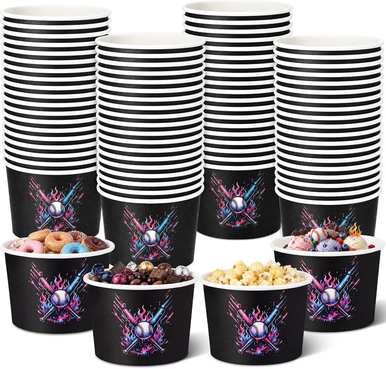 Hsei 60 Pcs 16oz Ice Cream Drip Disposable Ice Cream Cups Paper Snack Bowls