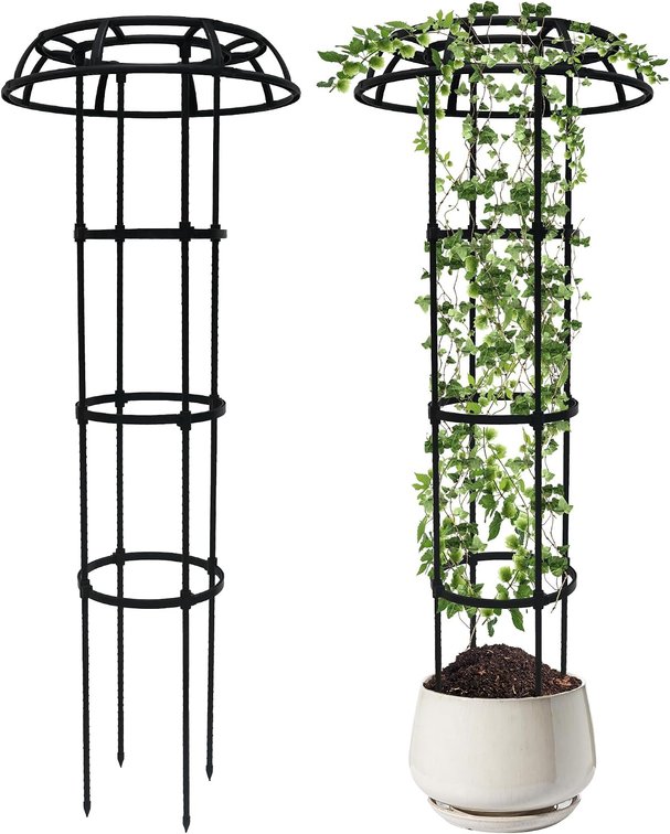 6FT Adjustable Black Mushroom Trellis for Climbing Plants Outdoor