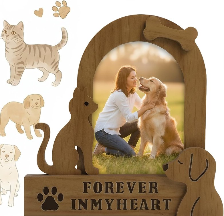 Pet Memorial Picture Frame Wooden Photo Frame for Pet Loss,