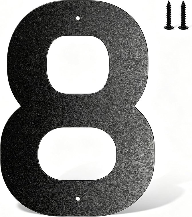 4'5'6'7'8' House Numbers for Outside, Black Metal Address Numbers and Letters for Out Door Signs, Garden/Office/Home/Store Signage (8)