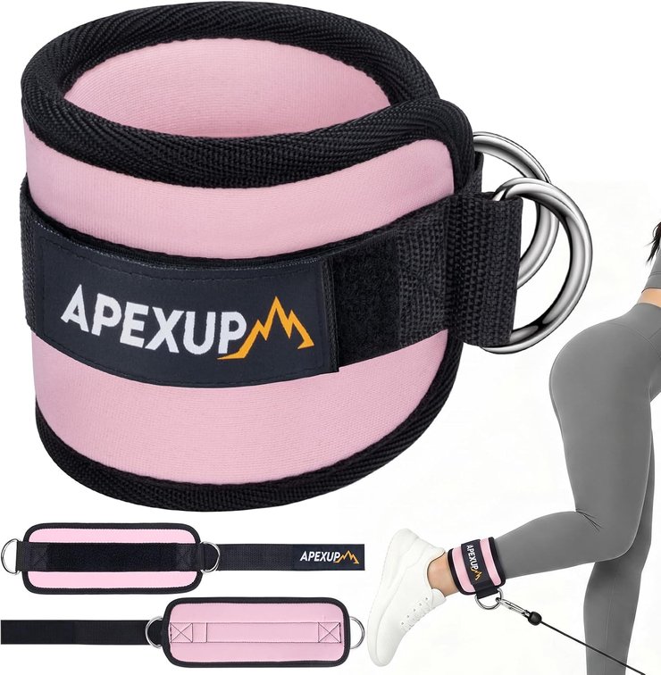 APEXUP Ankle Strap for Cable Machine, Ankle Resistance Bands, Cable Kick Back Ankle Straps for Gym, Glute Workouts, Leg Extensions, Adjustable Straps with Neoprene Padding