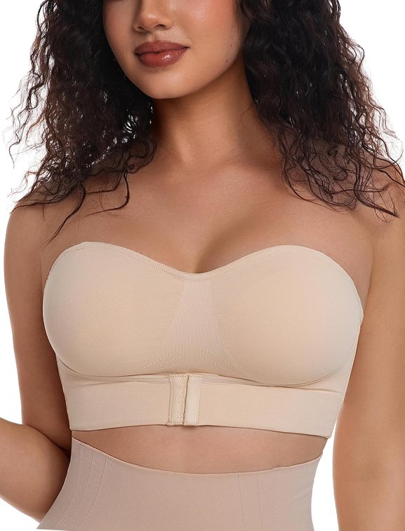 Size Medium Supportive Strapless Bra Non Slip Seamless Bandeau Tube Top Bra
