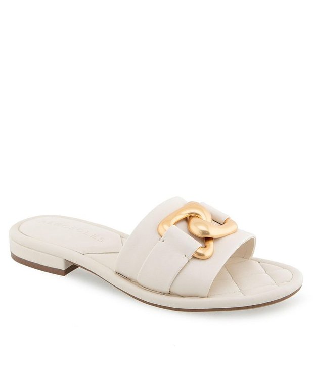 Size 10 Aerosoles Women's Big Charm Slide Open Toe Sandals - White - 10M