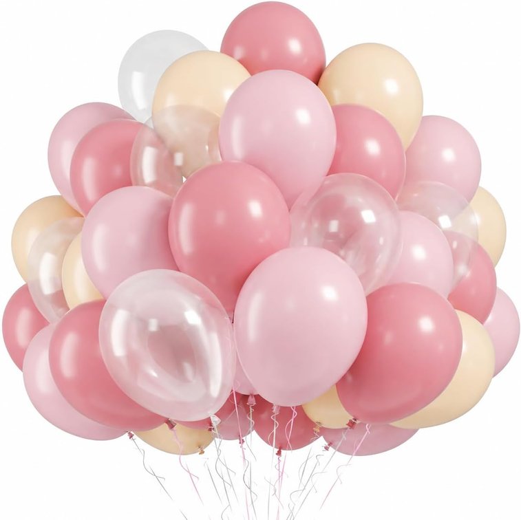 Dusty Pink Balloons, 50 Pcs for Girls Birthday Baby Shower Wedding Party