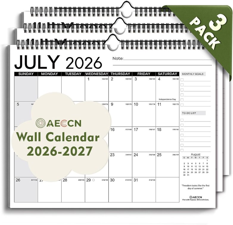 AECCN Wall Calendar 2026-2027, 18 Months Calendar, 14.4' x 11.4'