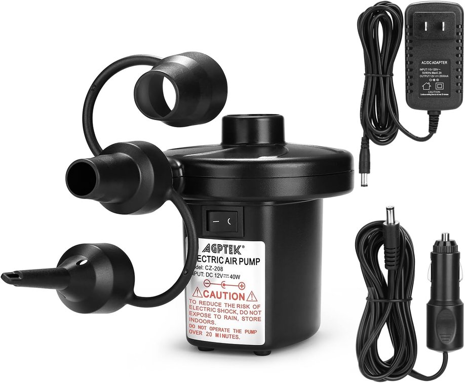 AGPTEK Electric Air Pump for Inflatables,110V AC &12V DC Inflator Deflator