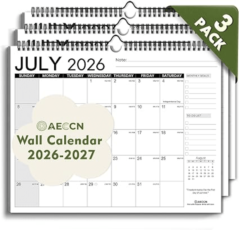 Wall Calendar 2026-2027 14x11.5 inch 3 Pack-Simple