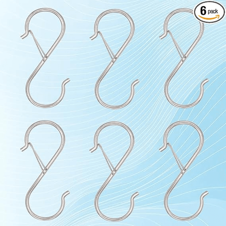 6 pcs S Hooks 3.5-inch Heavy Duty Metal with Safety Buckle