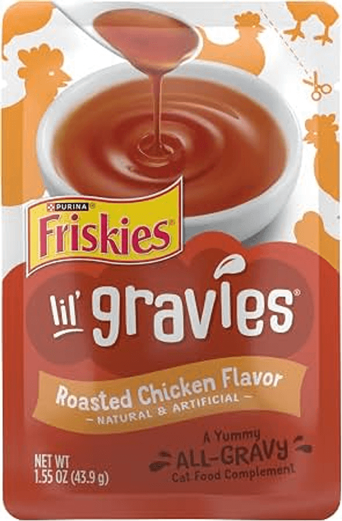 Set of 16 Purina Friskies Lil Gravies Cat Food Complement, (16) 1.55 oz Pouches