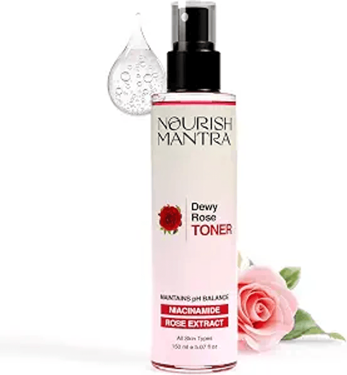 Nourish Mantra’s Dewy Rose Toner/Formulated with Rose De Mai, Niacinamide & Vitamin B5