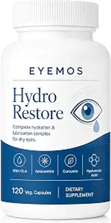 Hydro Restore, Dry Eye Comfort Support with Hyaluronic Acid, GLA, Astaxanthin, Lutein & Zeaxanthin, Tear Film & Dry Air Eye Support, 120 Capsules