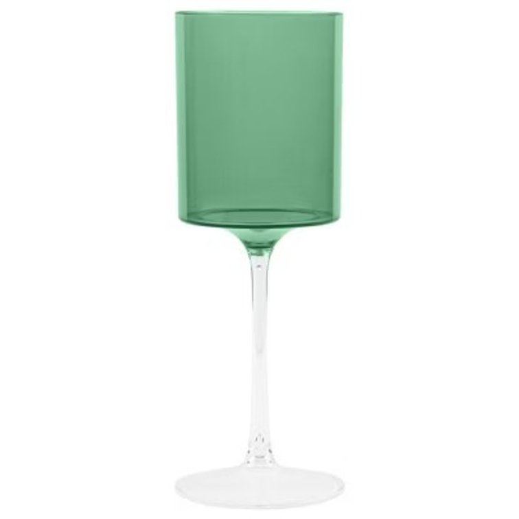 Posh Setting 9 oz Two tone Green/Clear Plastic Disposable Stemmed Wine Cup - 5 Pack