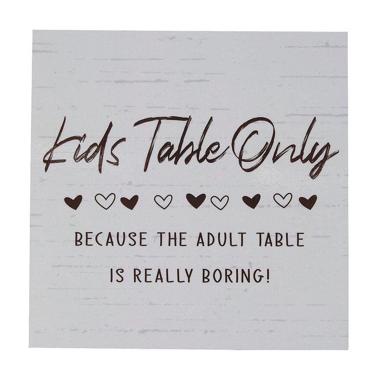 Fun Express 8" x 8" Kids Table Only Wood Sign with Easel