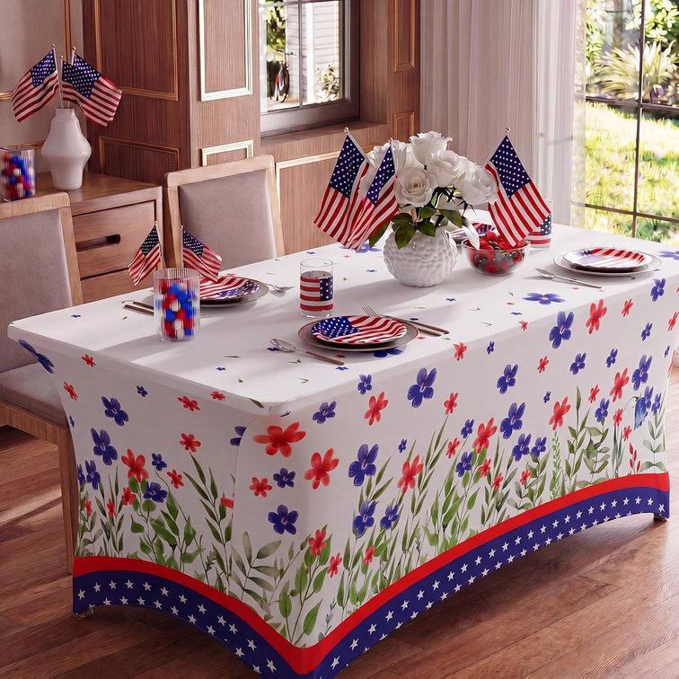 Frienda 2 Pcs Patriotic Tablecloth 72 x 30 in, Independence Day, Colorful