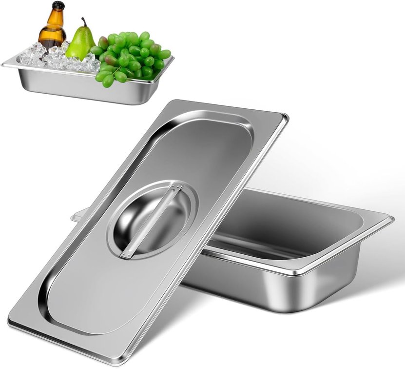 NUOBESTY Stainless Steel Ice Cream Container with Lid Reusable Freezer Box for Refrigerator Food Storage for Homemade Ice Cream Yogurt Dessert and Fruit 12.99 X 6.88 X 2.71 in