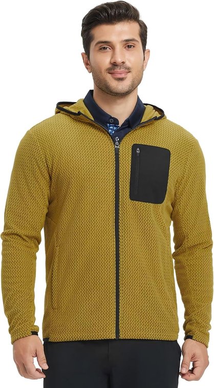 Size3XL MAELREG Fleece Hoodies Jacket Men Full Zip with 3 Zip Pockets Lightweight Soft Warm Hoodie for Golf Athletic Travel