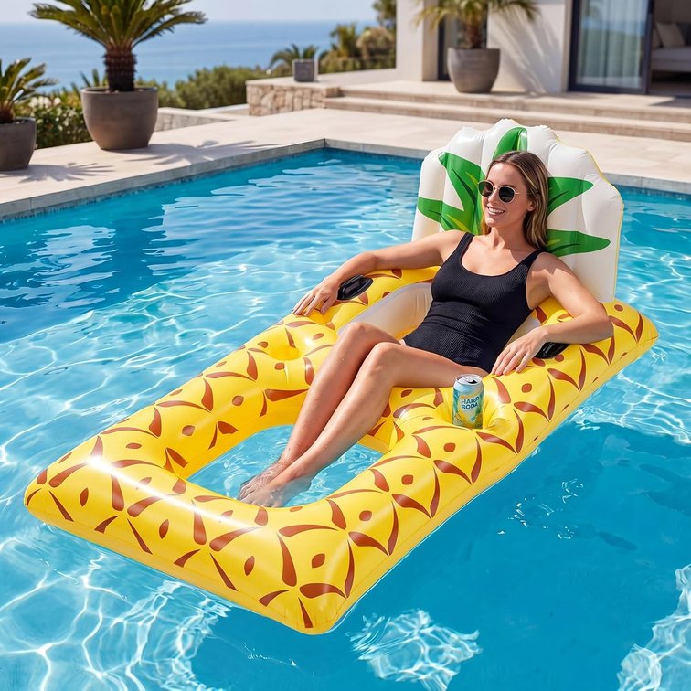 Hungdao Inflatable Pool Float Lounger for Adults Chair Floaties with Drink Holder Mount Backrest Foot Rest Cooler Lake Swim Water Floating for Beach Party