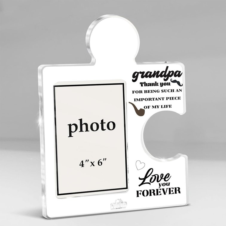 Grandpa Gifts Picture Frame for 4x6 Photo, Father's Day Birthday Gifts for Grandpa Grandfather, Love You Forever Papa Acrylic Puzzle Photo Frame