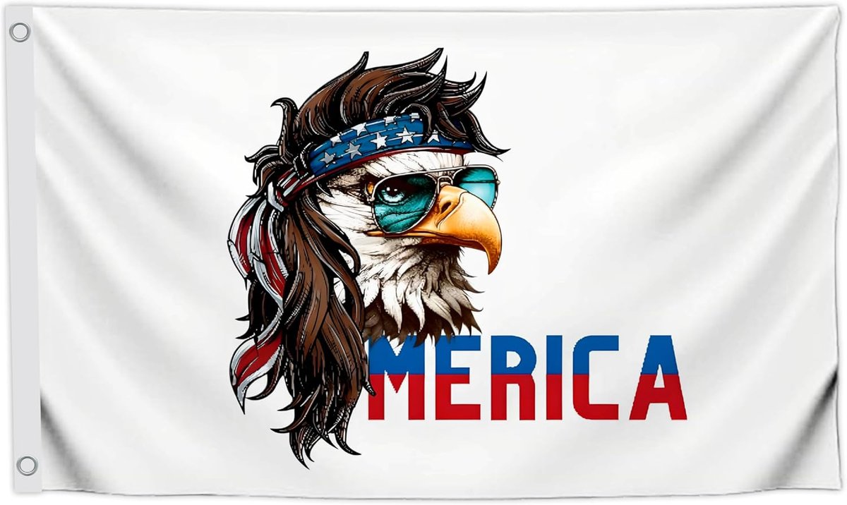 3x5 Feet American Bald Eagle Merica Flags with Two Brass Grommets - 4th of July American Funny Banner - Americans Patriotic Eagle Flag for Outdoor or Indoor - Freedom Flag for Memorial Day