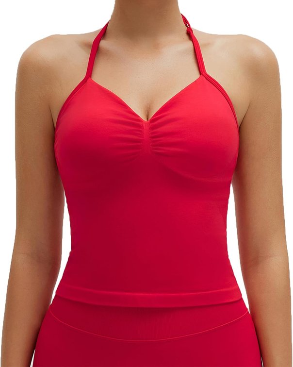 Size Large Halter Workout Top for Women Backless Tank with Adjustable Strap