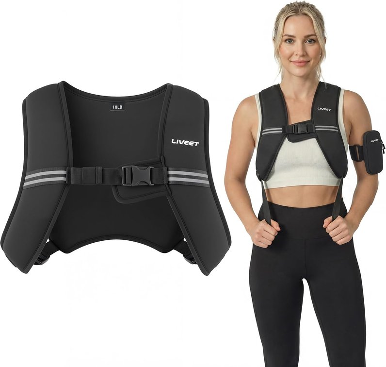 10lb Weighted Vest for Women Men, Soft Iron, Reflective Strips