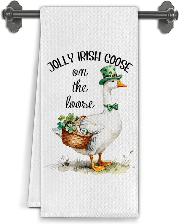 St. Patrick's Day Goose Kitchen Towel
