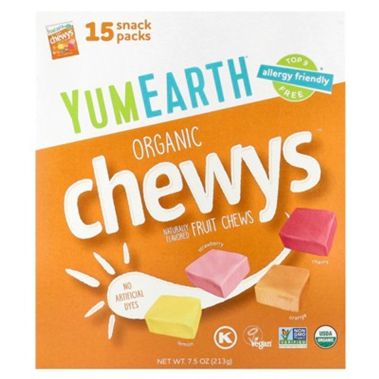 SET OF 3 YumEarth Organic Chewys , Fruit Chews, 15 Snack Packs, 0.5 oz (14 g) Each