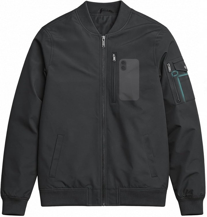 Size Medium Mens Bomber Jacket: Lightweight Waterproof Windbreaker Stand Collar with Multiple Pockets